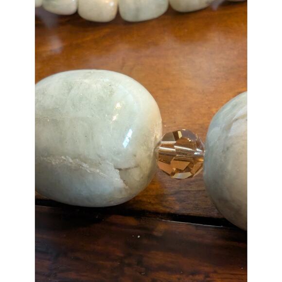 Signed BB Sterling Silver Graduated Aqua/Jadeite Stone Bead 22" Necklace 192.1g - Picture 13 of 14